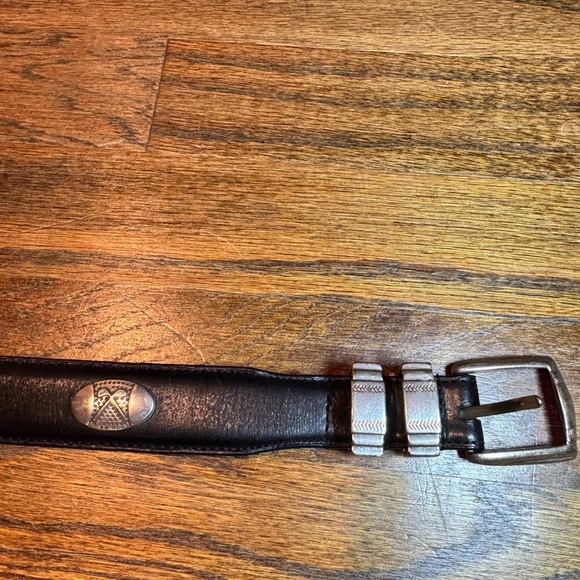Men's top grain black Leather golf Belt - Picture 4 of 5